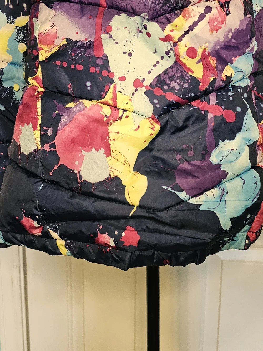 Justice Colorful Abstract Print Puffer Jacket - Multicolor Size M
